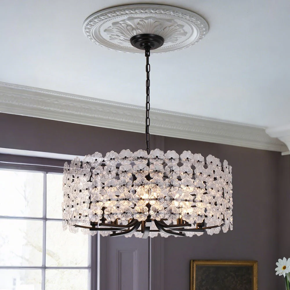 Art Deco Blossom Floral Cage Drum Lantern Pendant Light - Image 3