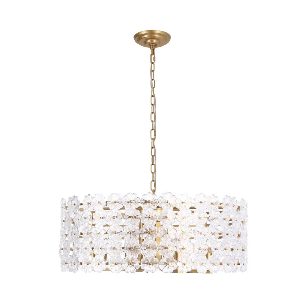 Art Deco Blossom Floral Cage Drum Lantern Pendant Light - Image 7
