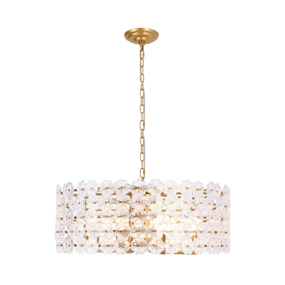 Art Deco Blossom Floral Cage Drum Lantern Pendant Light - Image 8