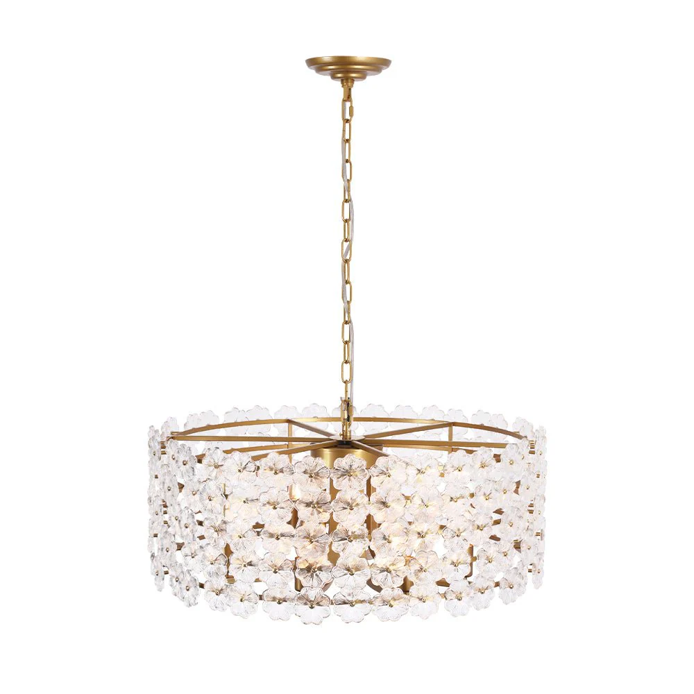Art Deco Blossom Floral Cage Drum Lantern Pendant Light - Image 9