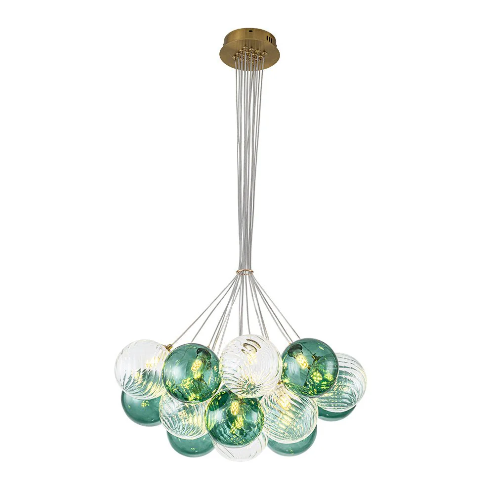 Art Deco Blue Hue Cluster Glass Globe Bubble Chandelier - Image 18