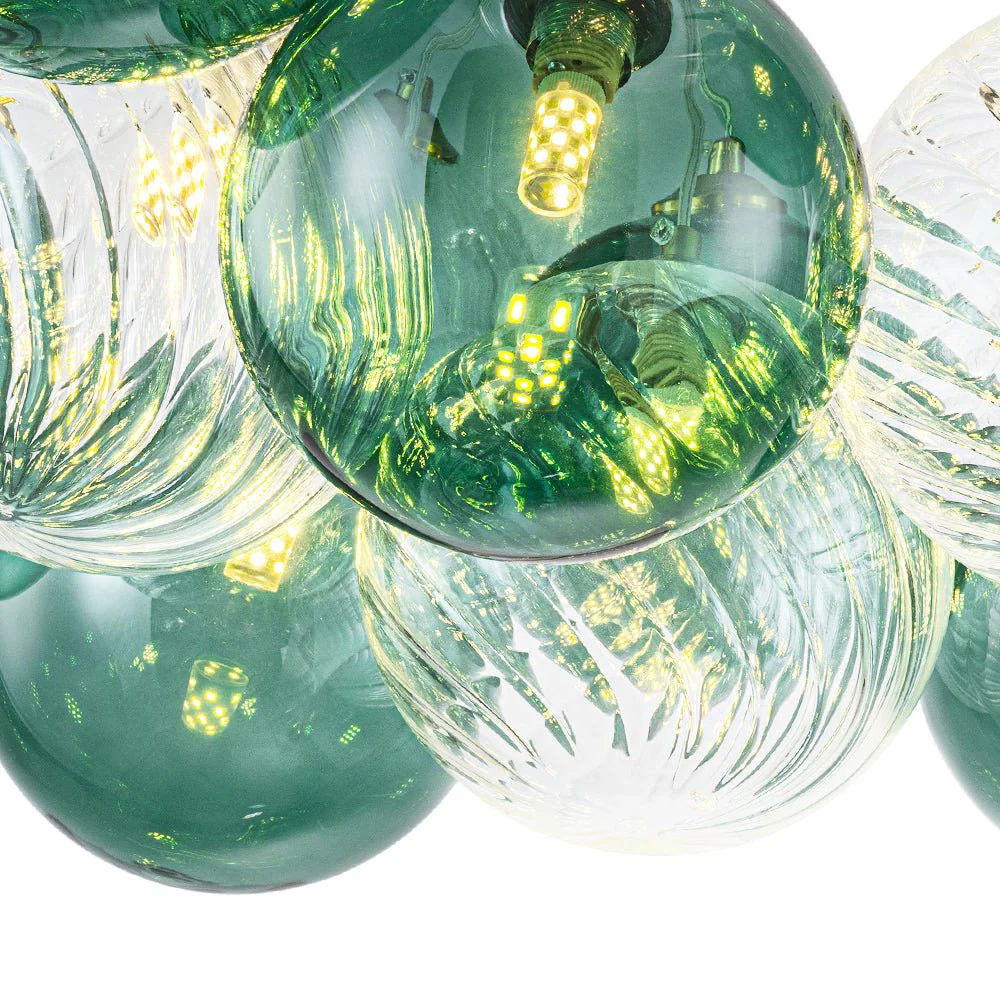 Art Deco Blue Hue Cluster Glass Globe Bubble Chandelier - Image 26