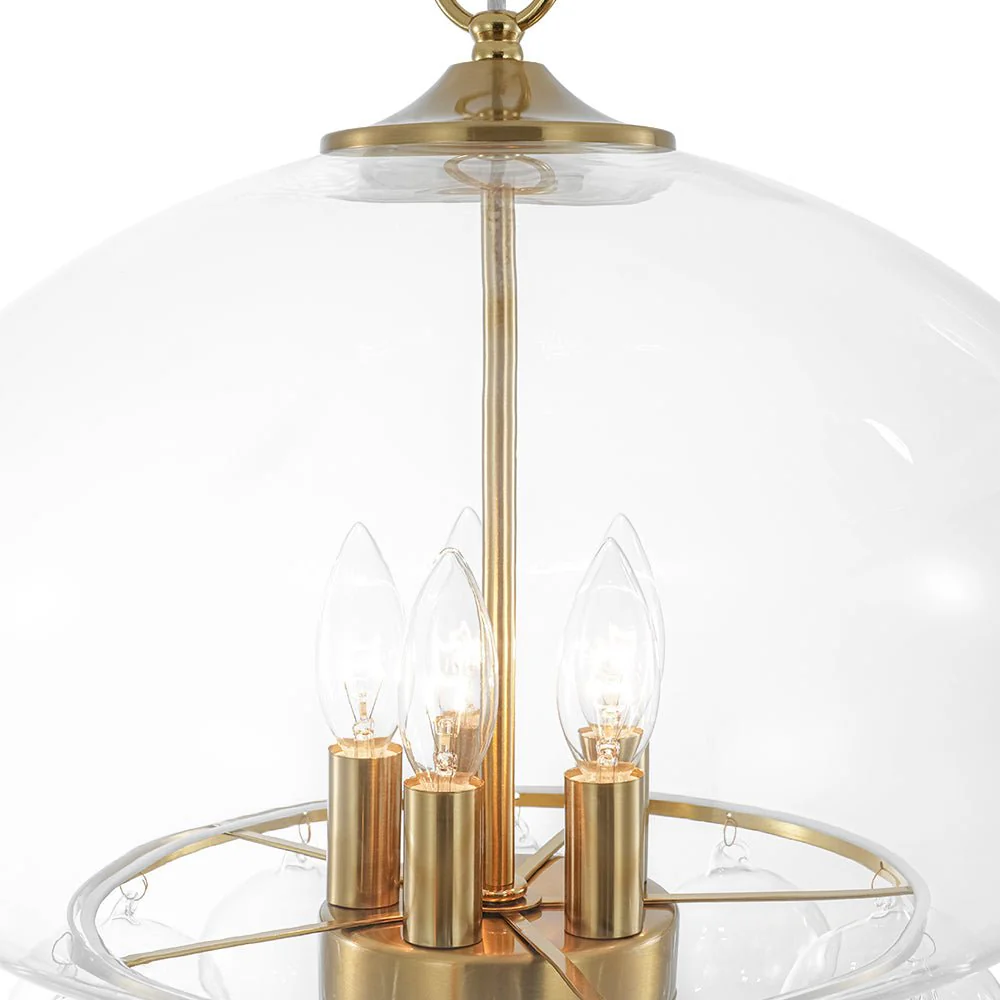 Art Deco Brass Tiered Clear Glass Jellyfish Style Chandelier - Image 11