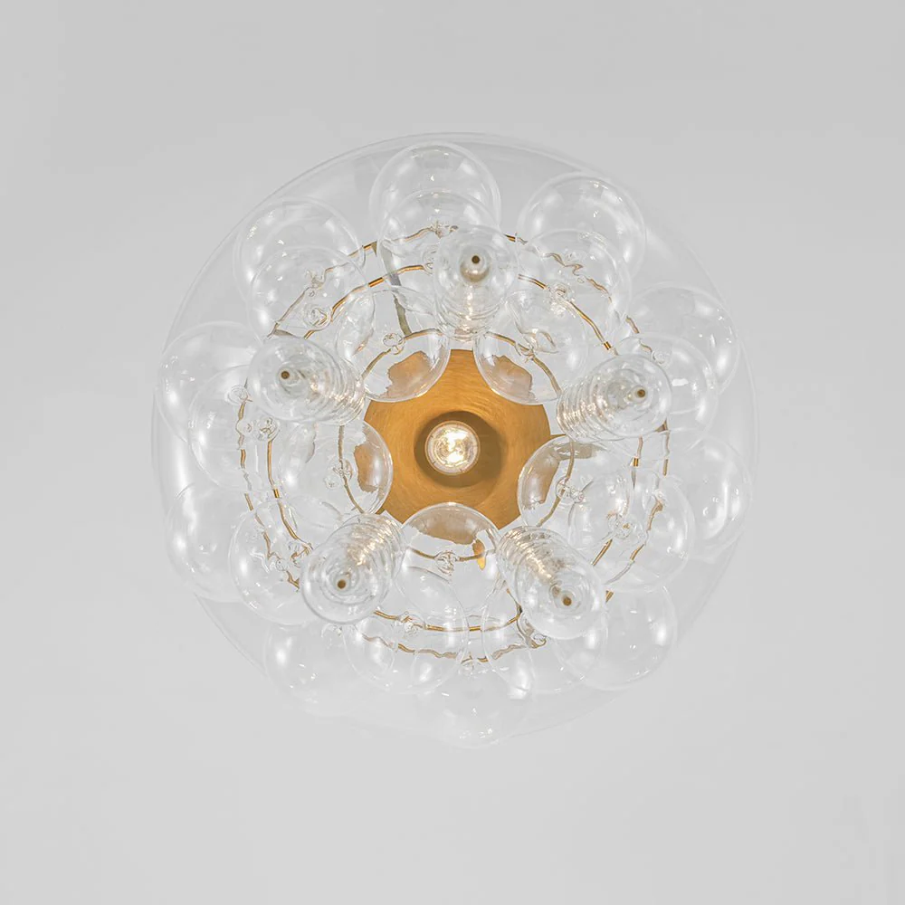 Art Deco Brass Tiered Clear Glass Jellyfish Style Chandelier - Image 16