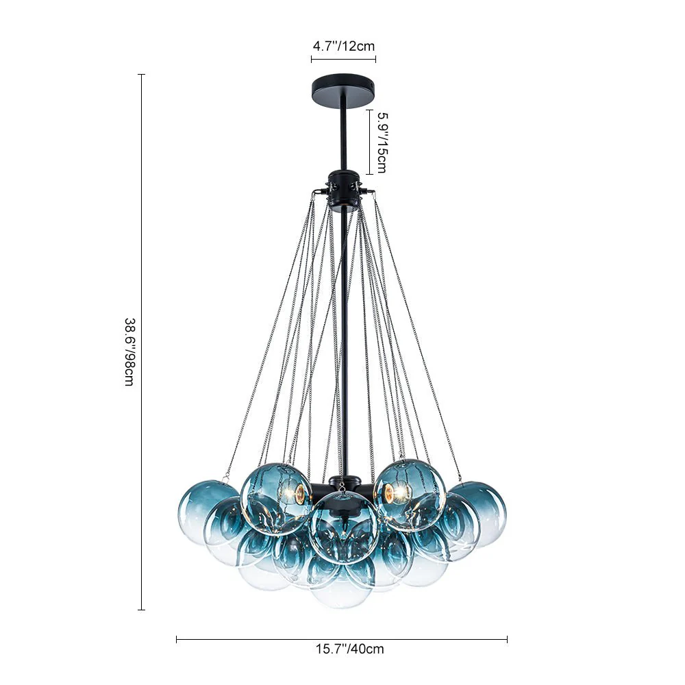 Art Deco Color Cluster Glass Globe Bubble Chandelier - Image 11
