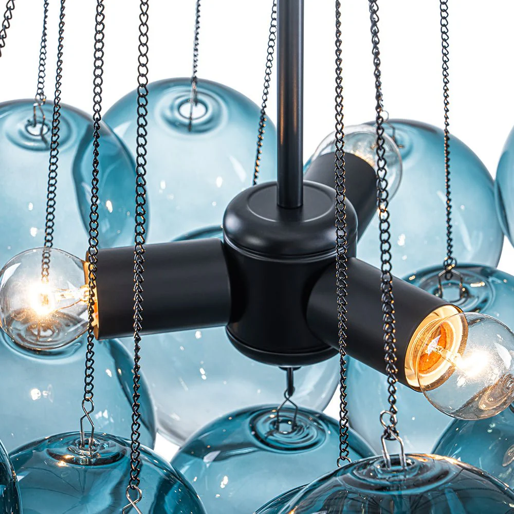 Art Deco Color Cluster Glass Globe Bubble Chandelier - Image 12