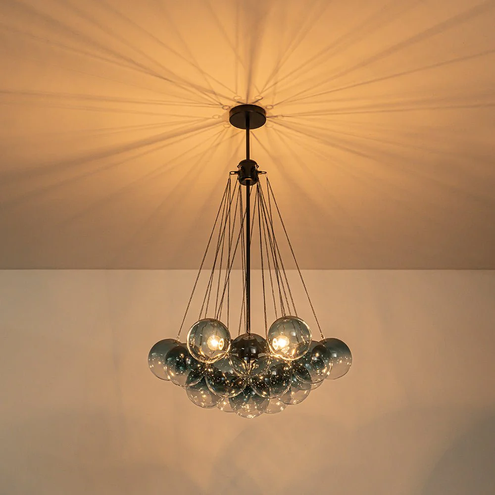 Art Deco Color Cluster Glass Globe Bubble Chandelier - Image 15