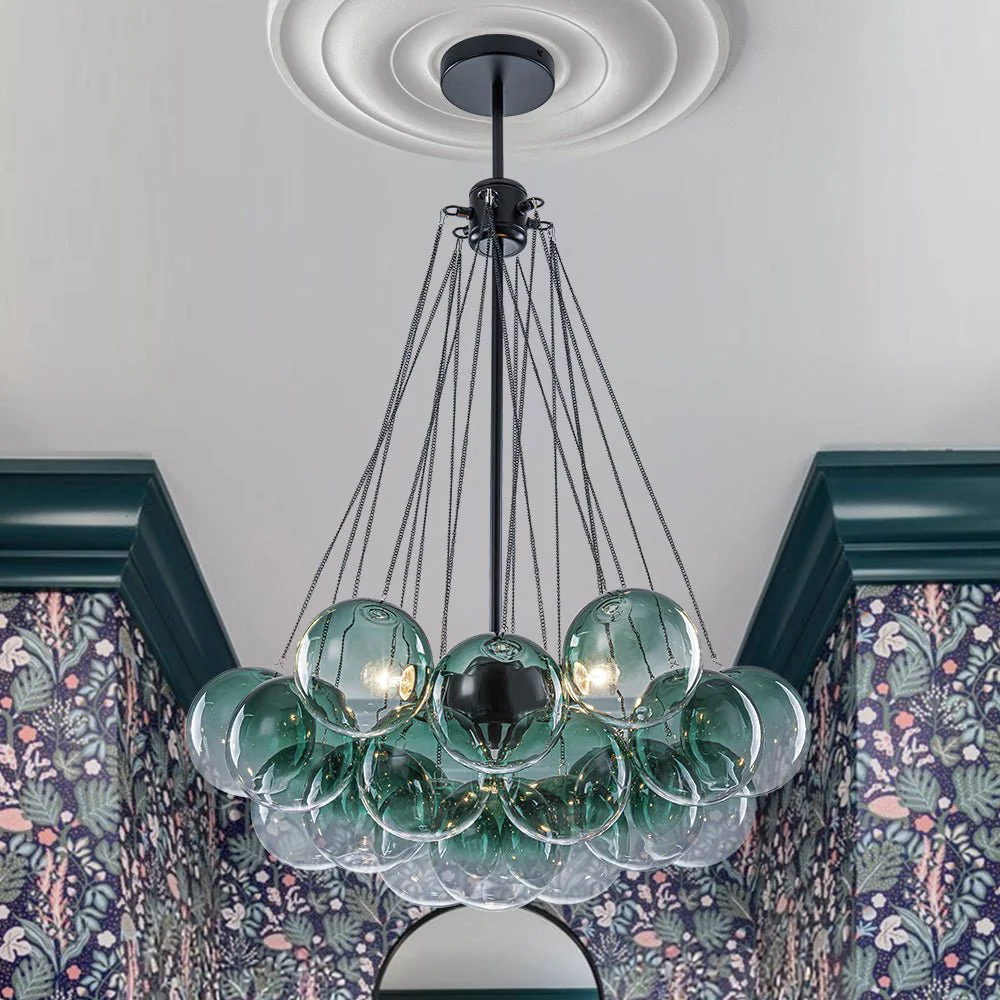 Art Deco Color Cluster Glass Globe Bubble Chandelier - Image 4