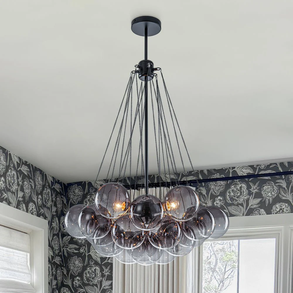 Art Deco Color Cluster Glass Globe Bubble Chandelier - Image 6