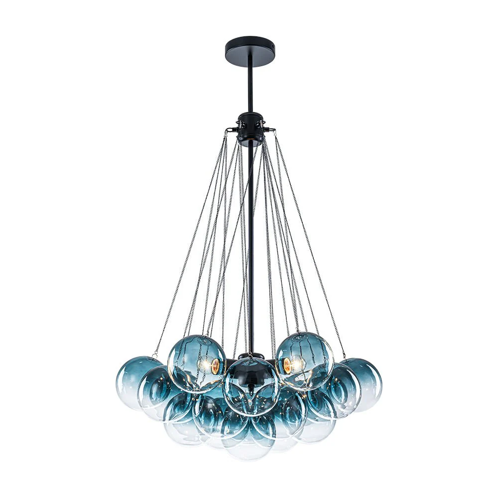 Art Deco Color Cluster Glass Globe Bubble Chandelier - Image 8