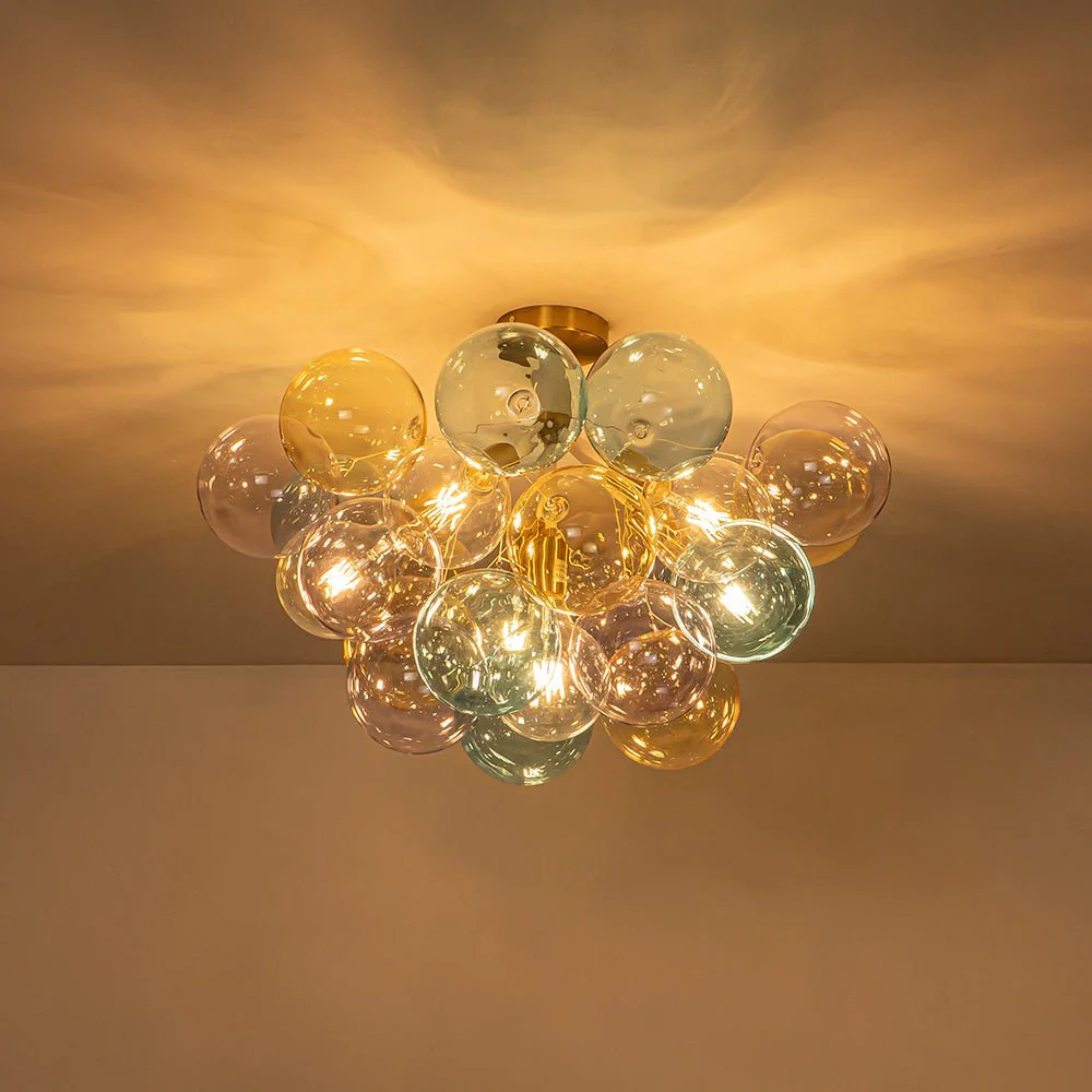 Art Deco Colorful Glass Cluster Bubble Semi Flush Chandelier - Image 10