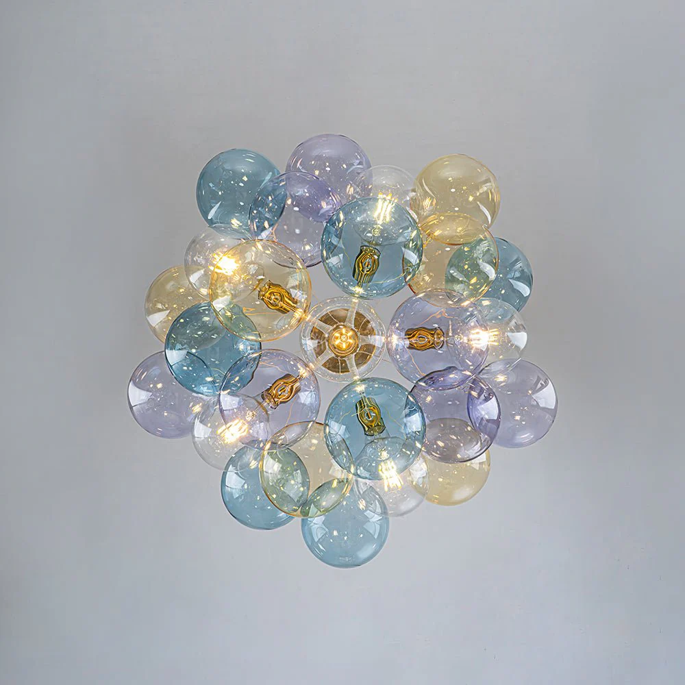 Art Deco Colorful Glass Cluster Bubble Semi Flush Chandelier - Image 12