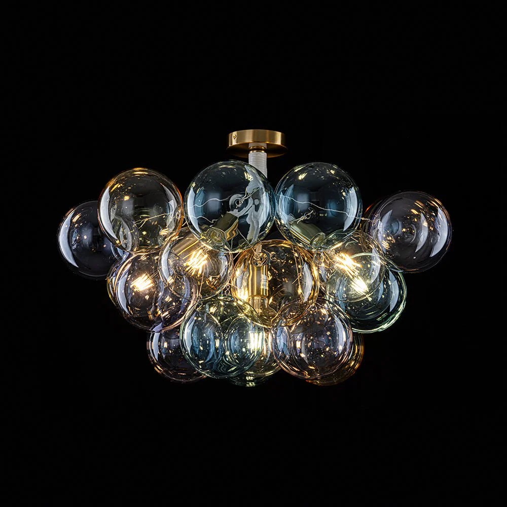 Art Deco Colorful Glass Cluster Bubble Semi Flush Chandelier - Image 13