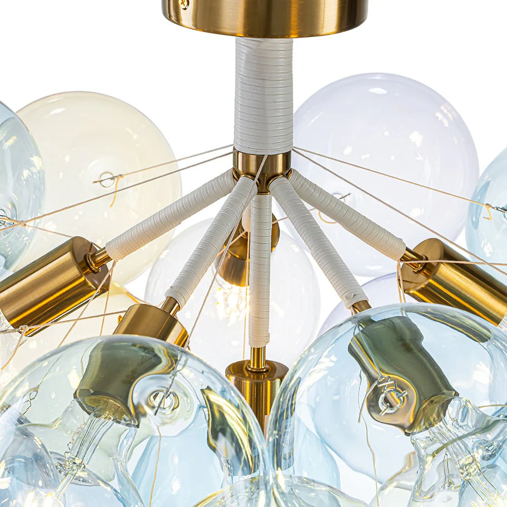 Art Deco Colorful Glass Cluster Bubble Semi Flush Chandelier - Image 15