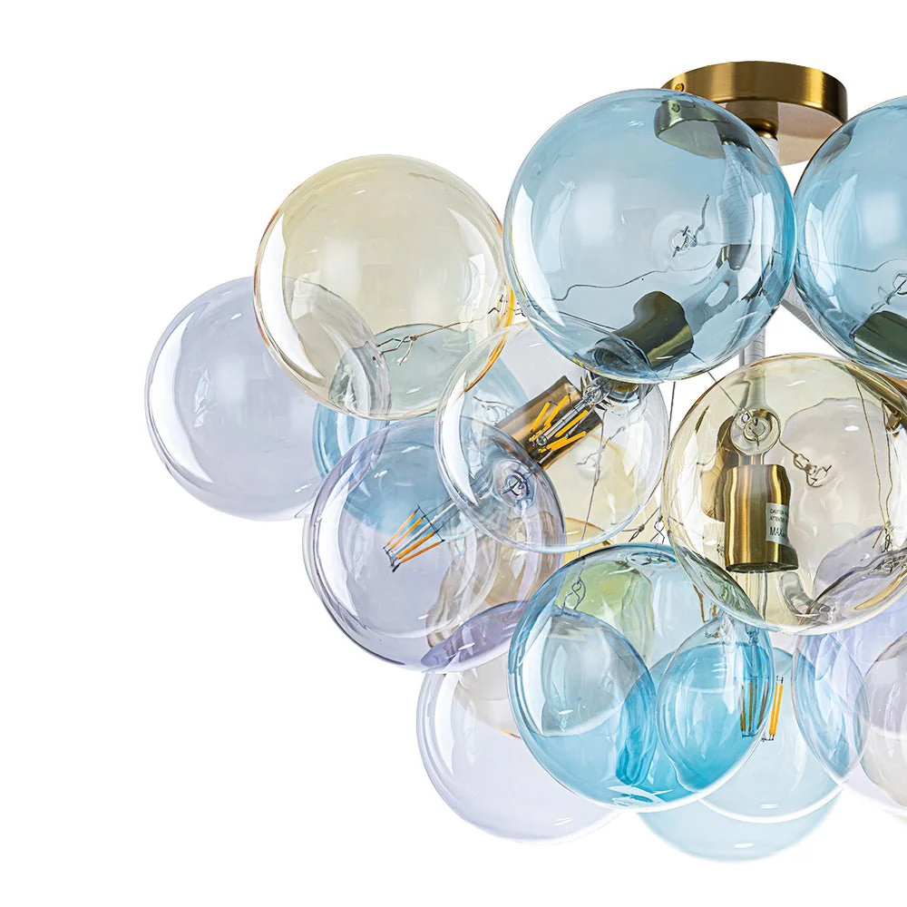 Art Deco Colorful Glass Cluster Bubble Semi Flush Chandelier - Image 16