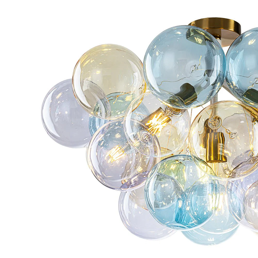 Art Deco Colorful Glass Cluster Bubble Semi Flush Chandelier - Image 17