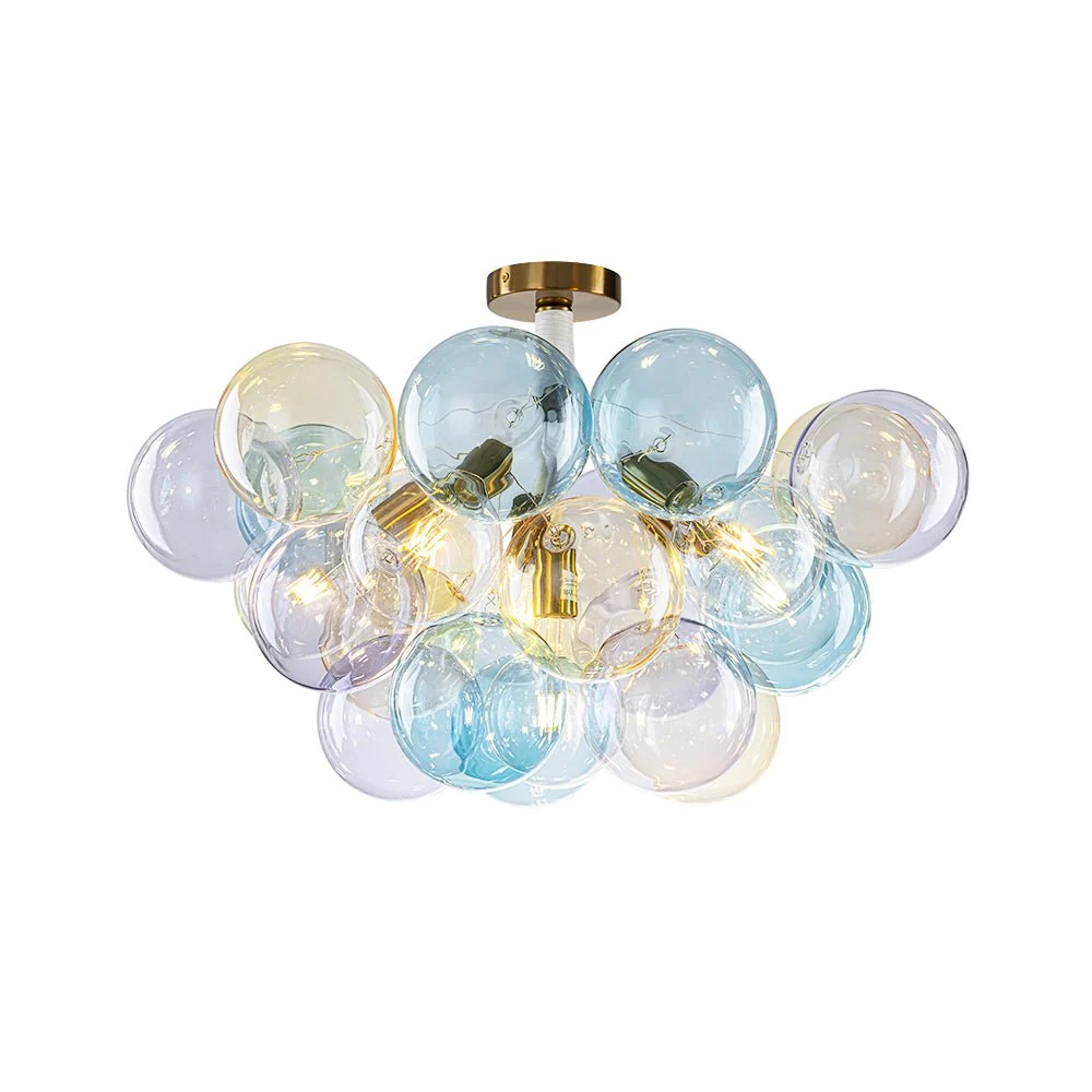 Art Deco Colorful Glass Cluster Bubble Semi Flush Chandelier - Image 5