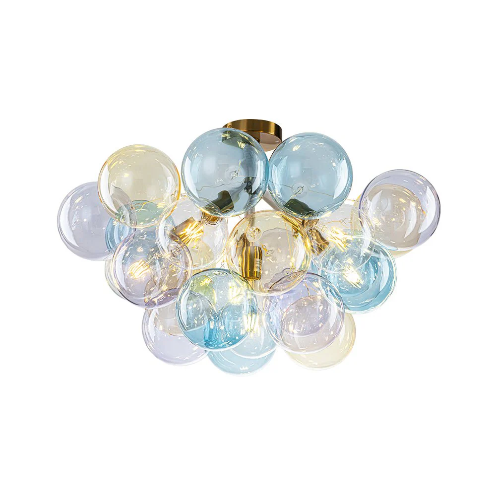 Art Deco Colorful Glass Cluster Bubble Semi Flush Chandelier - Image 8