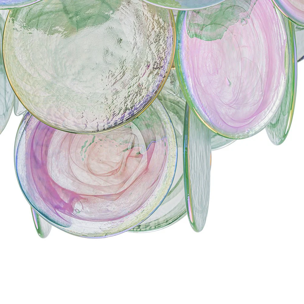 Art Deco Green Iridescent Swirl Glass Tiered Chandelier - Image 20