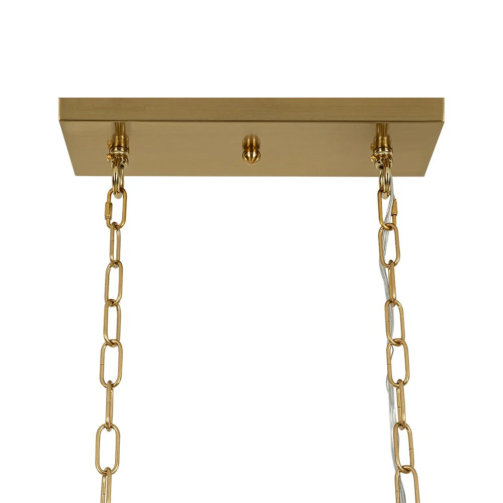 Art Deco Luxury Brass Crystal Linear Cage Island Chandelier - Image 15