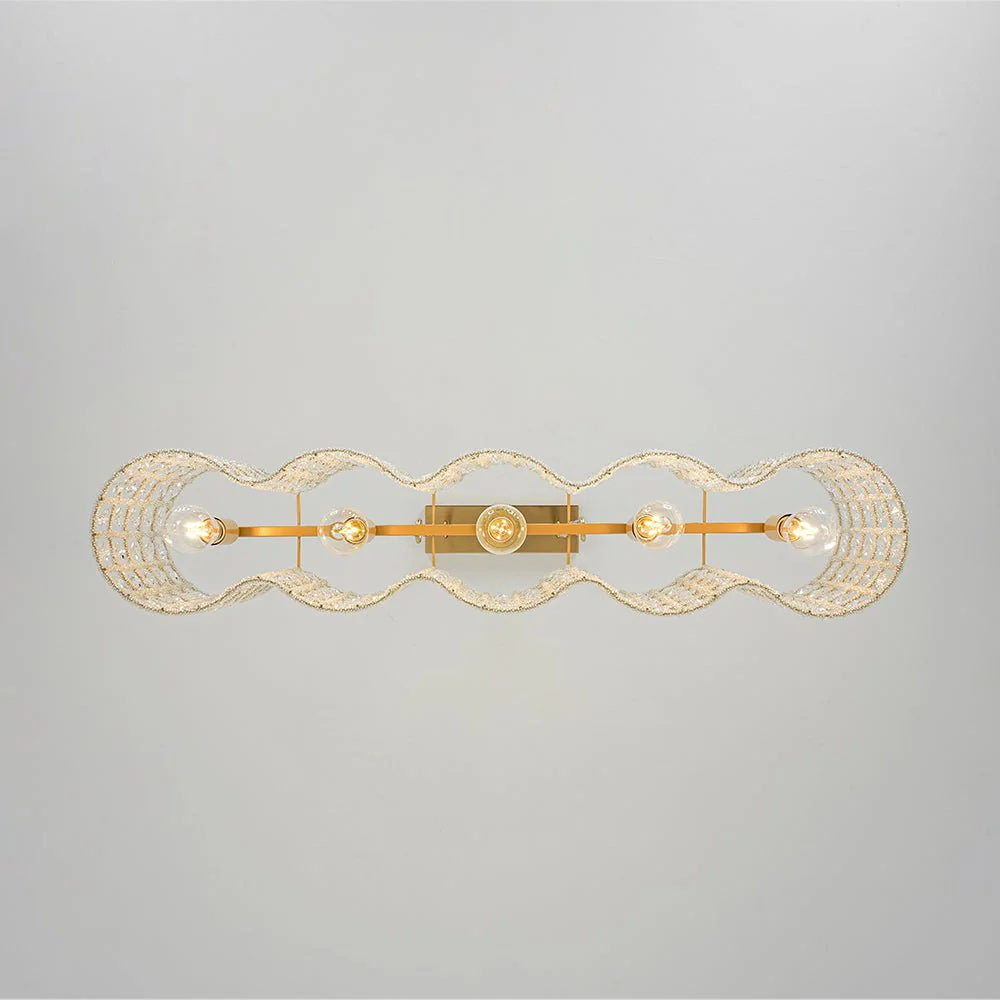 Art Deco Luxury Brass Crystal Linear Cage Island Chandelier - Image 16
