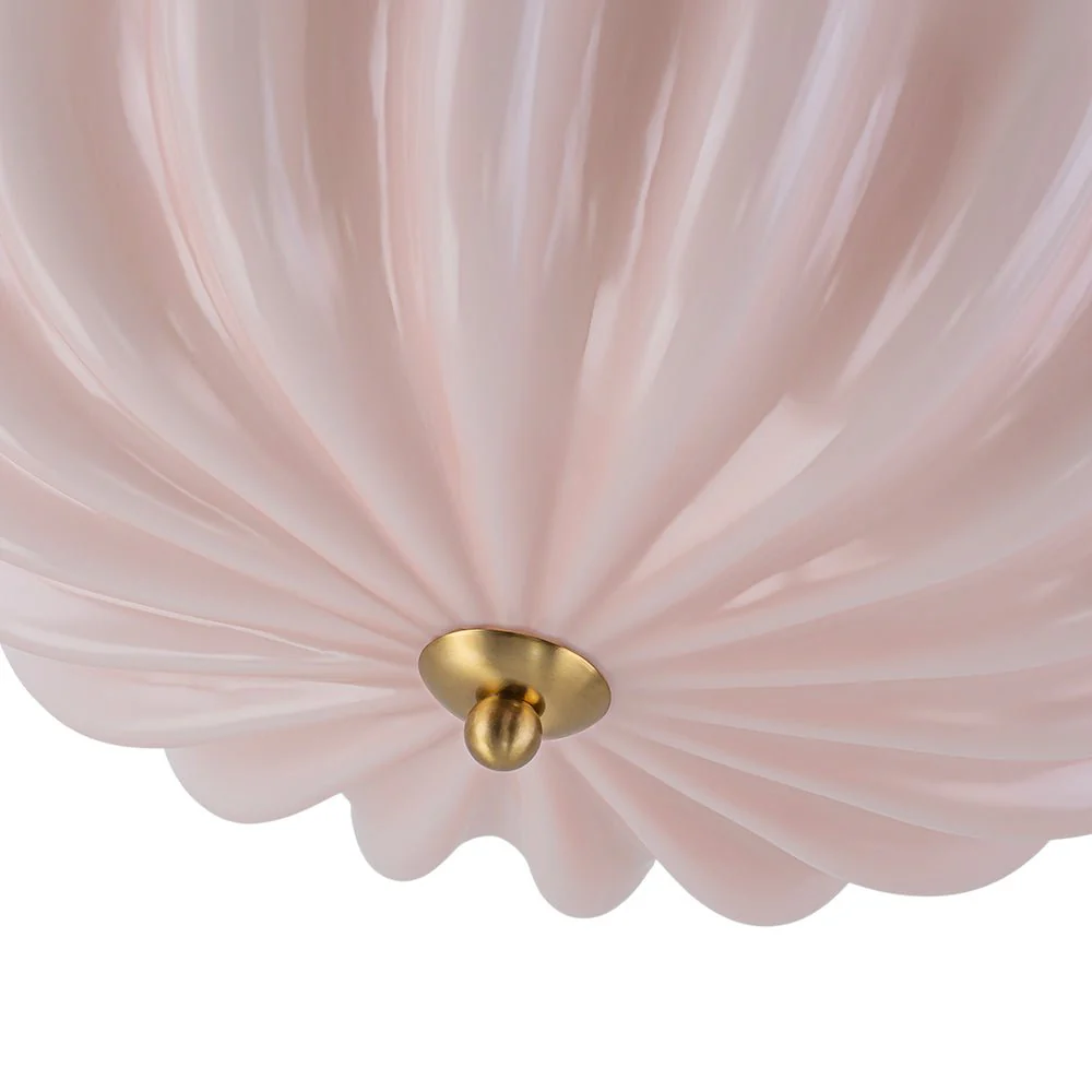 Art Deco Pleated Flower Shine Glass Semi Flush Mount - Image 10
