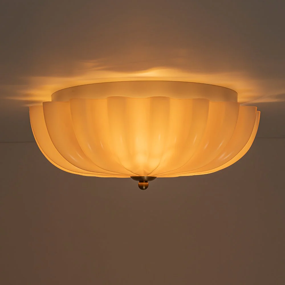 Art Deco Pleated Flower Shine Glass Semi Flush Mount - Image 13