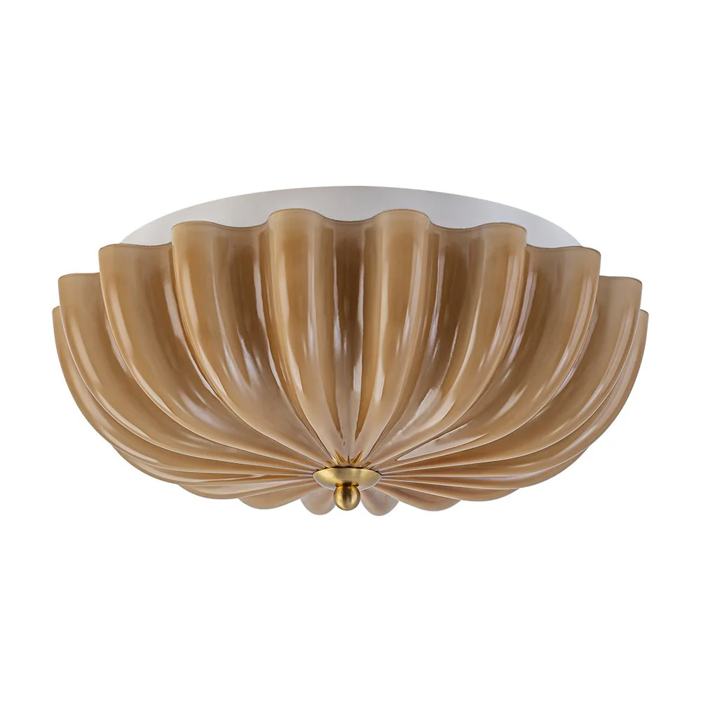 Art Deco Pleated Flower Shine Glass Semi Flush Mount - Image 15