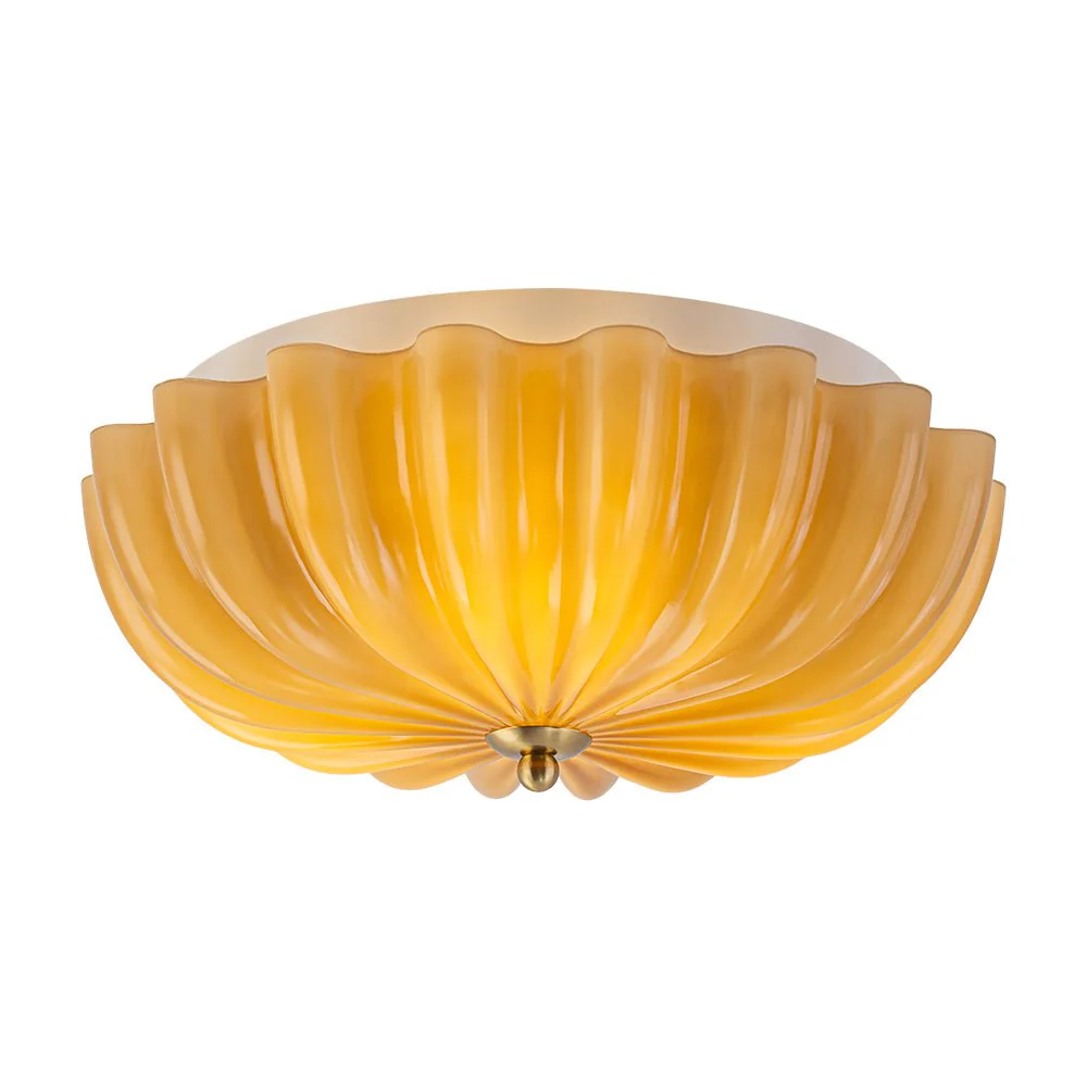 Art Deco Pleated Flower Shine Glass Semi Flush Mount - Image 16