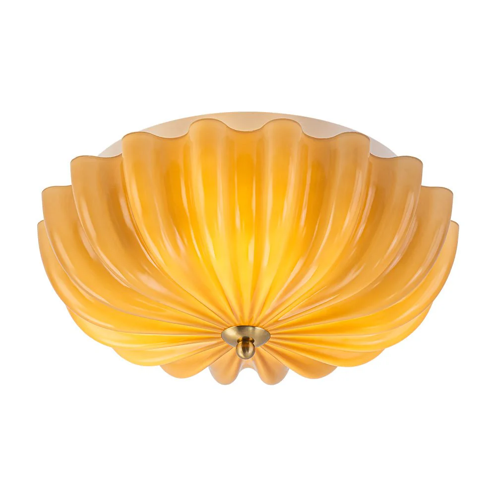 Art Deco Pleated Flower Shine Glass Semi Flush Mount - Image 17