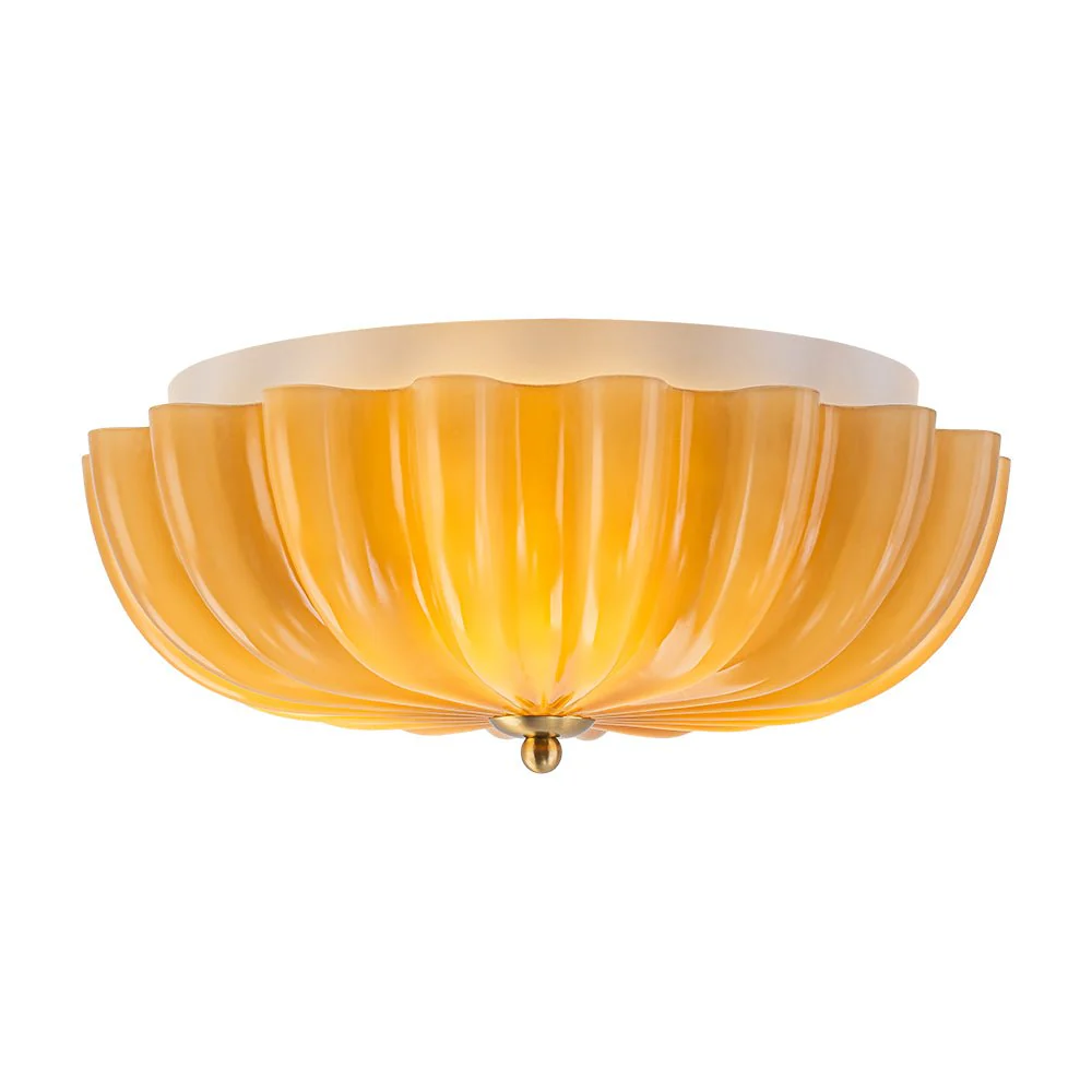 Art Deco Pleated Flower Shine Glass Semi Flush Mount - Image 18