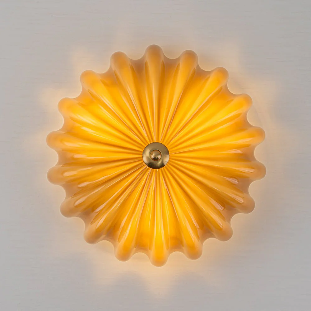 Art Deco Pleated Flower Shine Glass Semi Flush Mount - Image 19