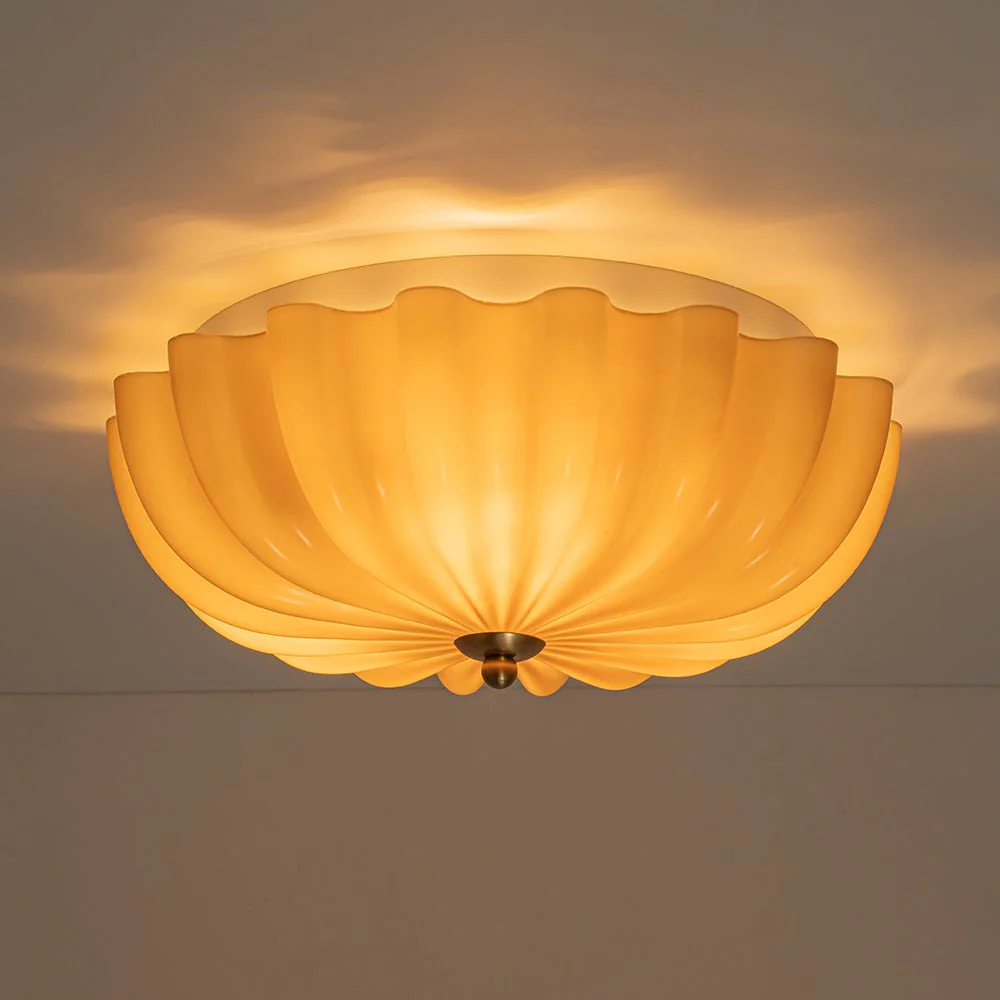 Art Deco Pleated Flower Shine Glass Semi Flush Mount - Image 20