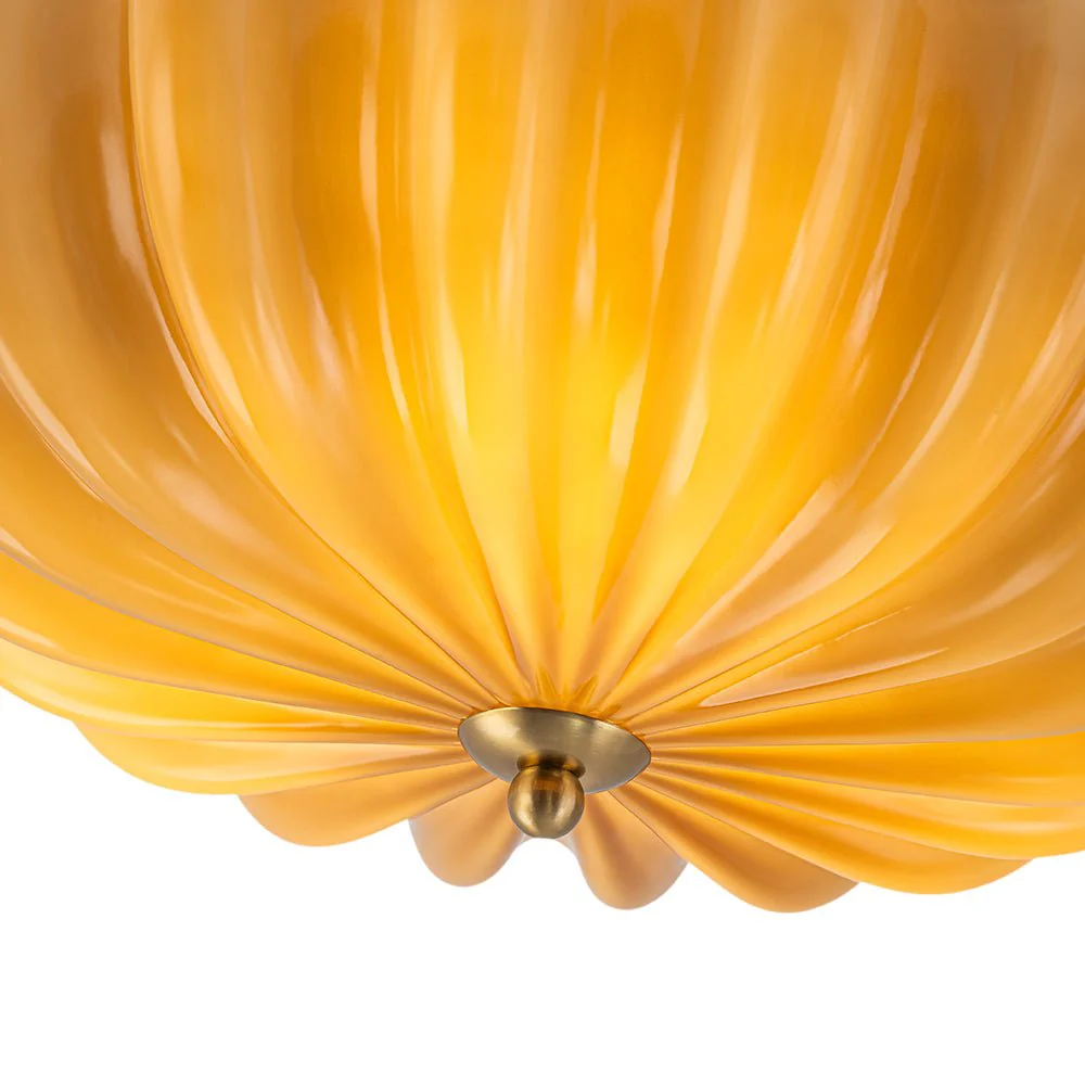 Art Deco Pleated Flower Shine Glass Semi Flush Mount - Image 22
