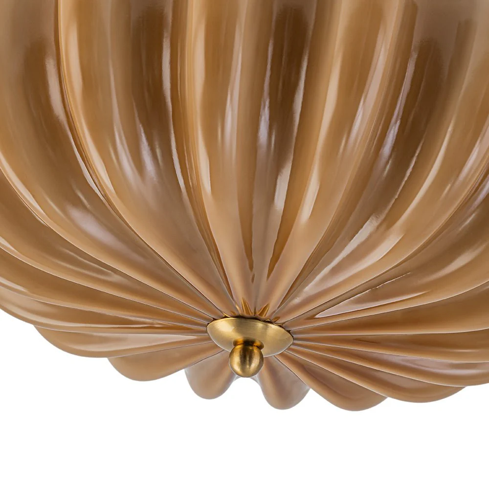 Art Deco Pleated Flower Shine Glass Semi Flush Mount - Image 23