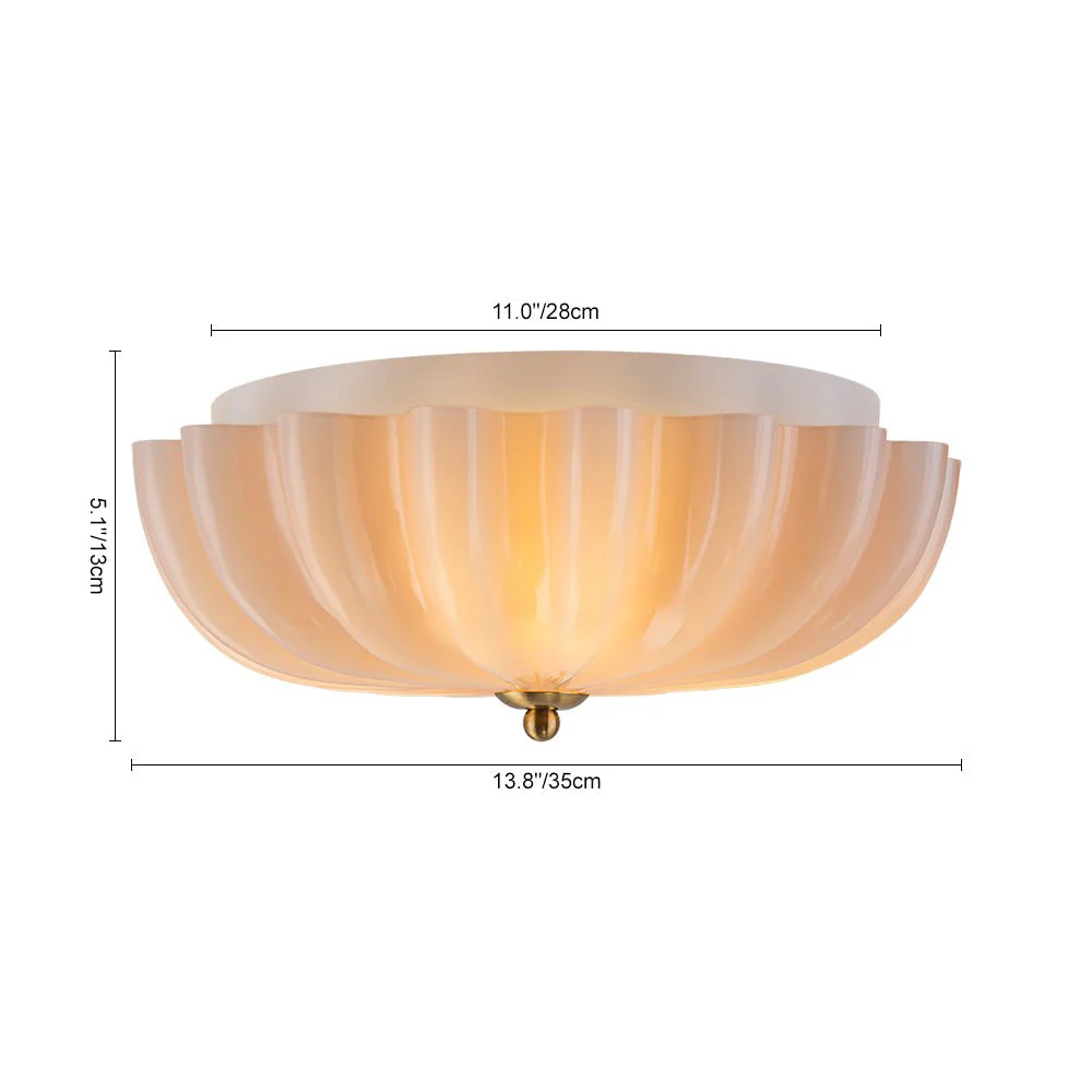 Art Deco Pleated Flower Shine Glass Semi Flush Mount - Image 6