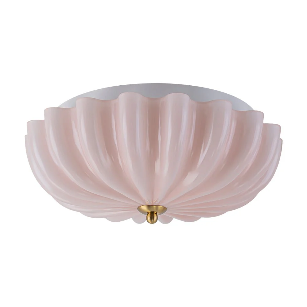 Art Deco Pleated Flower Shine Glass Semi Flush Mount - Image 7