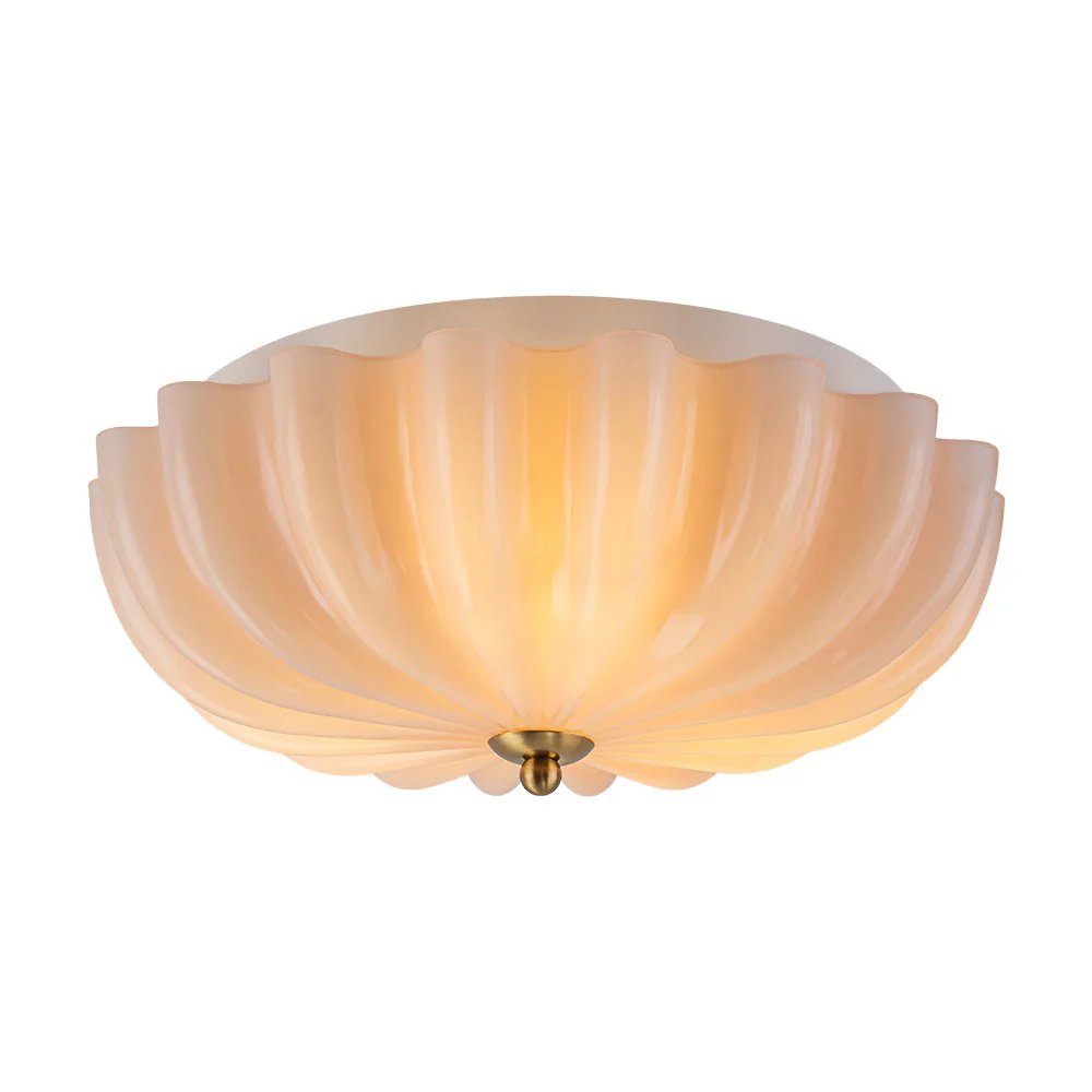 Art Deco Pleated Flower Shine Glass Semi Flush Mount - Image 8