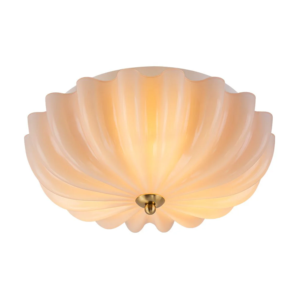 Art Deco Pleated Flower Shine Glass Semi Flush Mount - Image 9