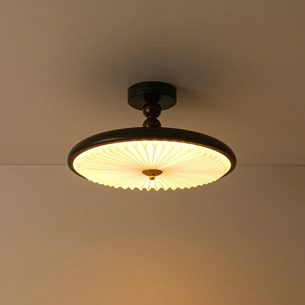 Art Deco Pleated Shade Round Dimmable LED Ceiling Light - Image 12
