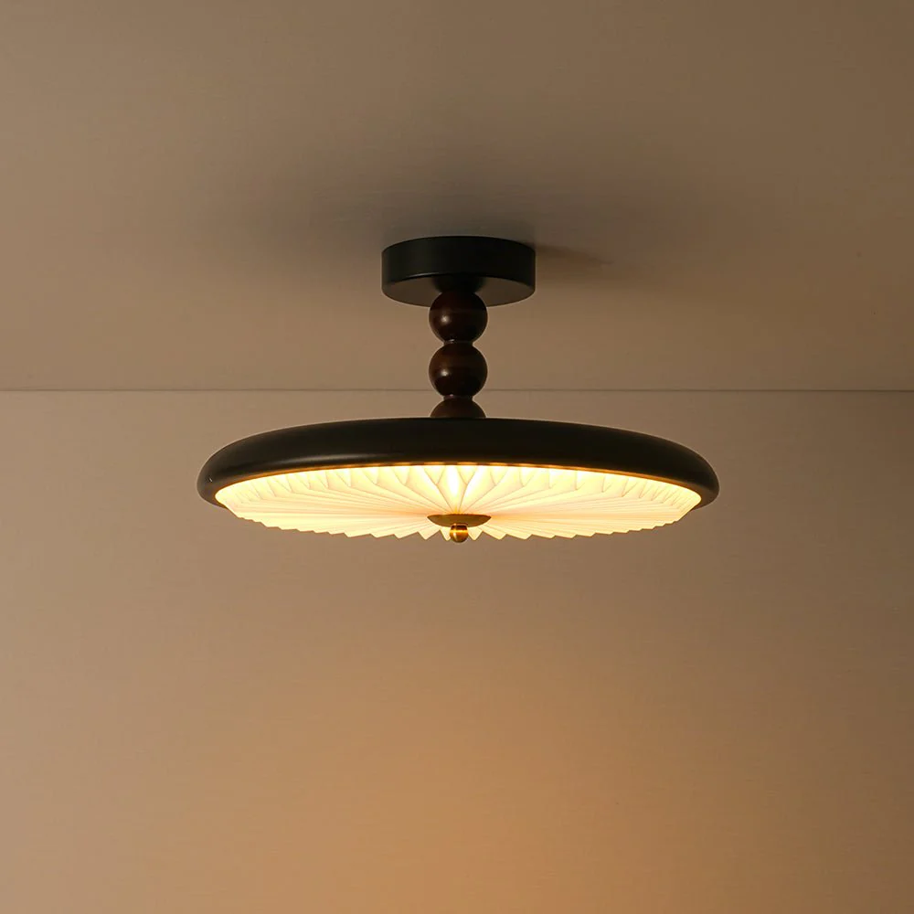 Art Deco Pleated Shade Round Dimmable LED Ceiling Light - Image 13