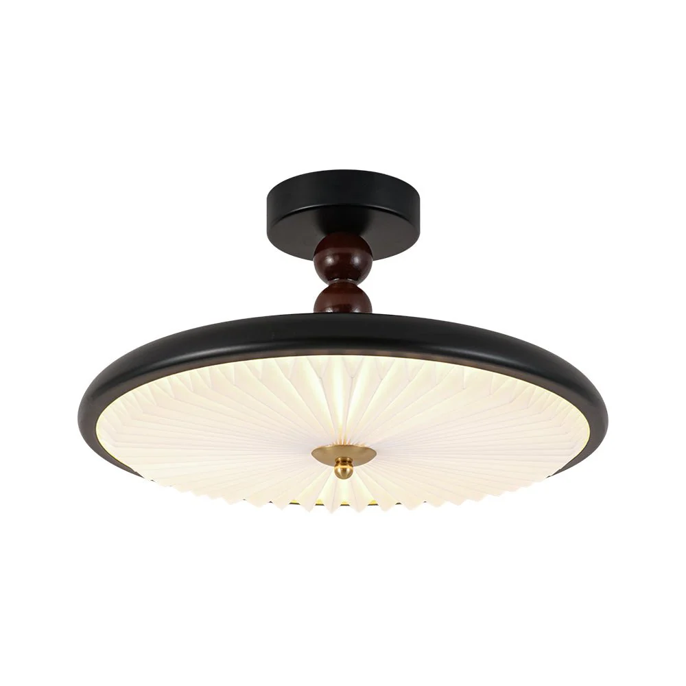Art Deco Pleated Shade Round Dimmable LED Ceiling Light - Image 3