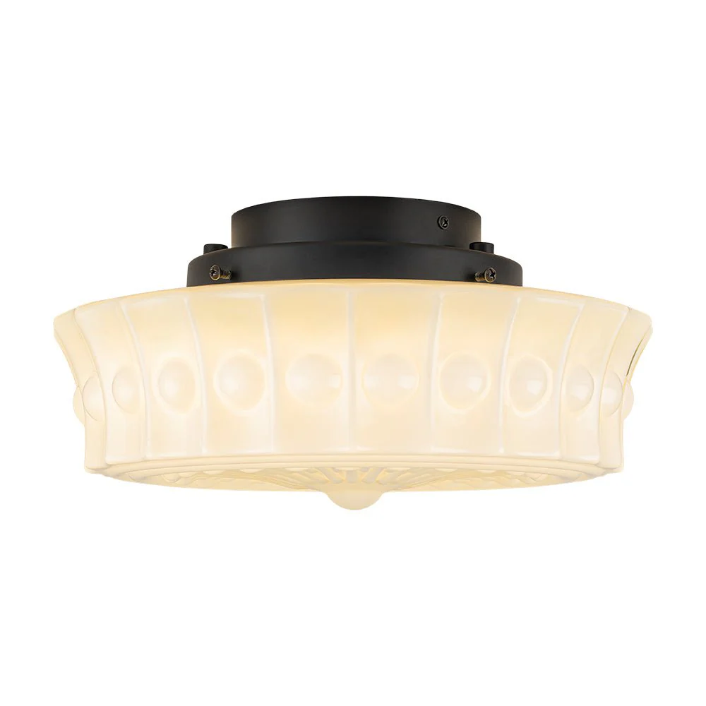 Art Deco Sculptural Milk Glass Schoolhouse LED Ceiling Light - Image 10