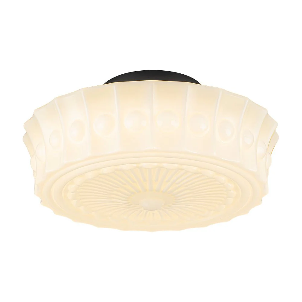Art Deco Sculptural Milk Glass Schoolhouse LED Ceiling Light - Image 11