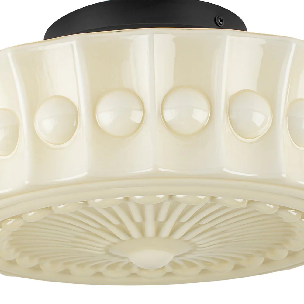 Art Deco Sculptural Milk Glass Schoolhouse LED Ceiling Light - Image 14
