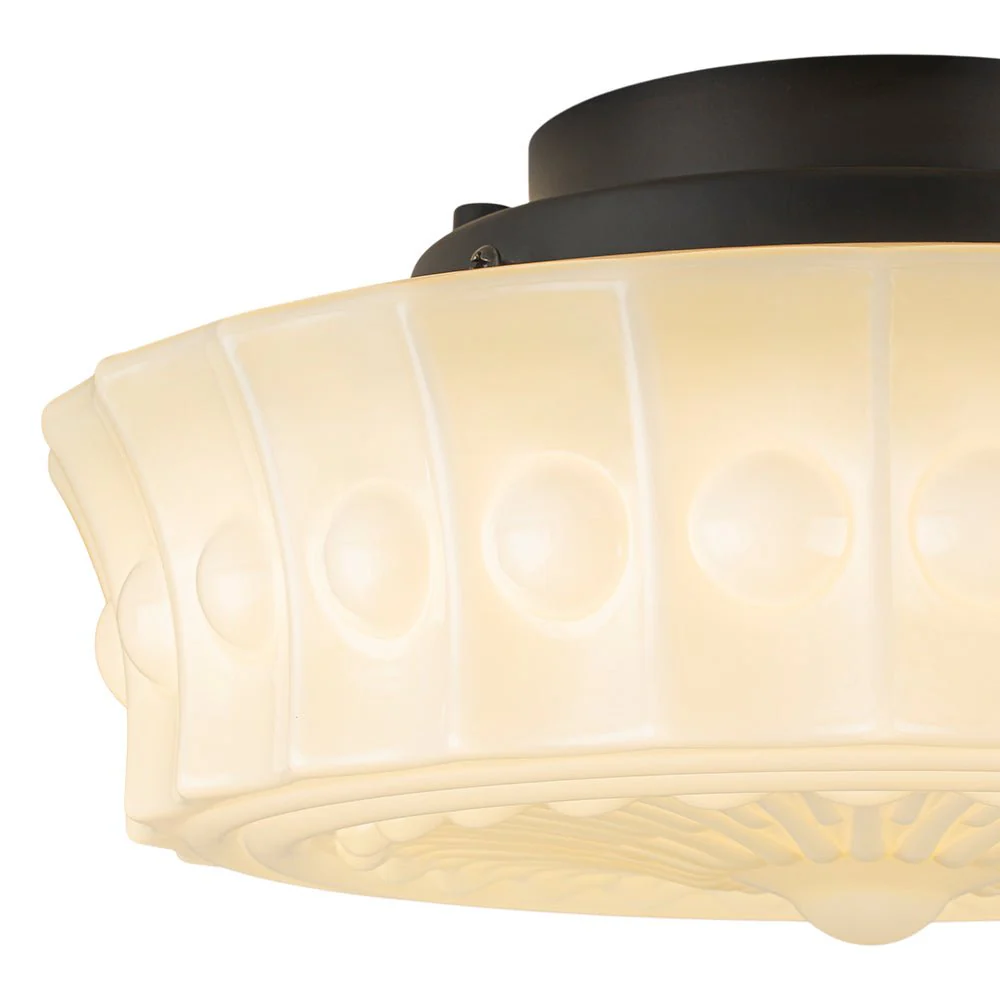 Art Deco Sculptural Milk Glass Schoolhouse LED Ceiling Light - Image 15