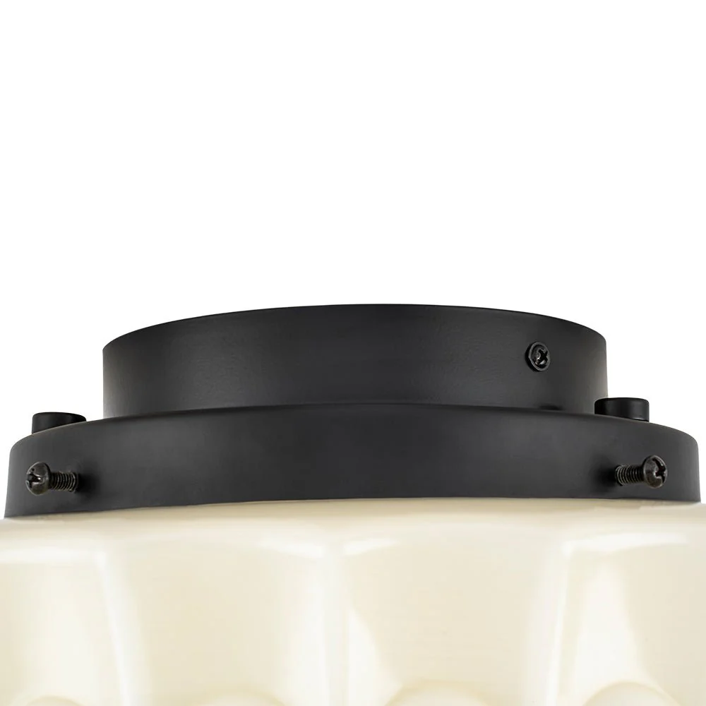 Art Deco Sculptural Milk Glass Schoolhouse LED Ceiling Light - Image 16