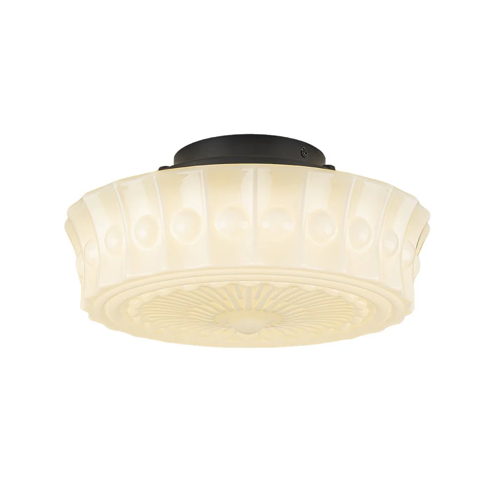 Art Deco Sculptural Milk Glass Schoolhouse LED Ceiling Light - Image 3