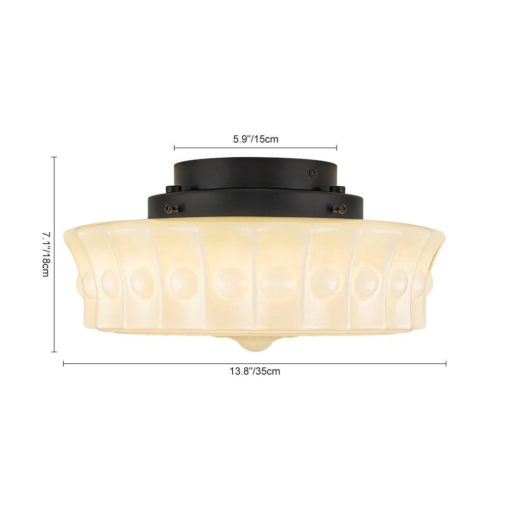 Art Deco Sculptural Milk Glass Schoolhouse LED Ceiling Light - Image 4