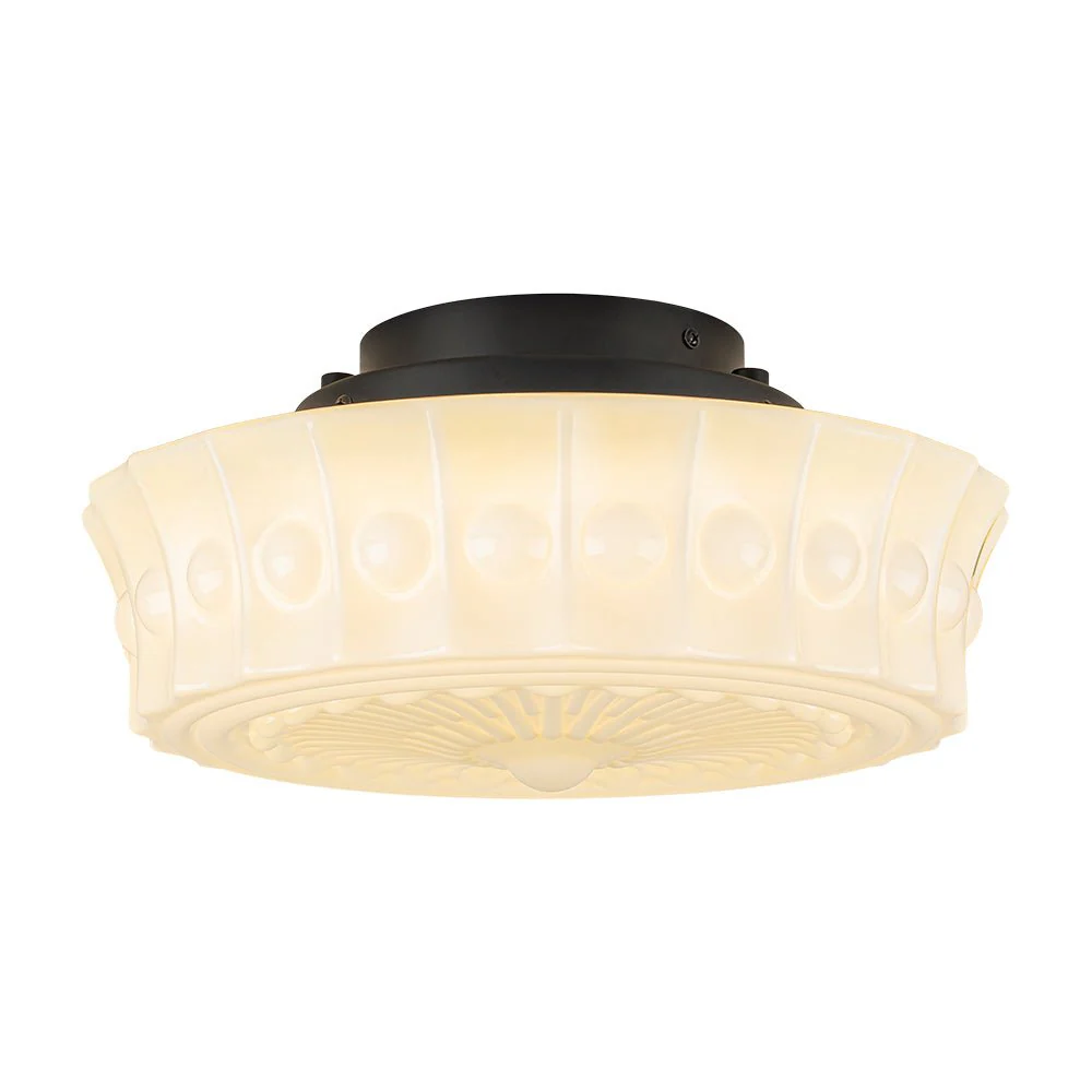 Art Deco Sculptural Milk Glass Schoolhouse LED Ceiling Light - Image 7
